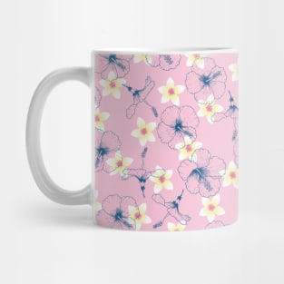 Tropical Plumeria and Hibiscus Flowers Colorful Mug